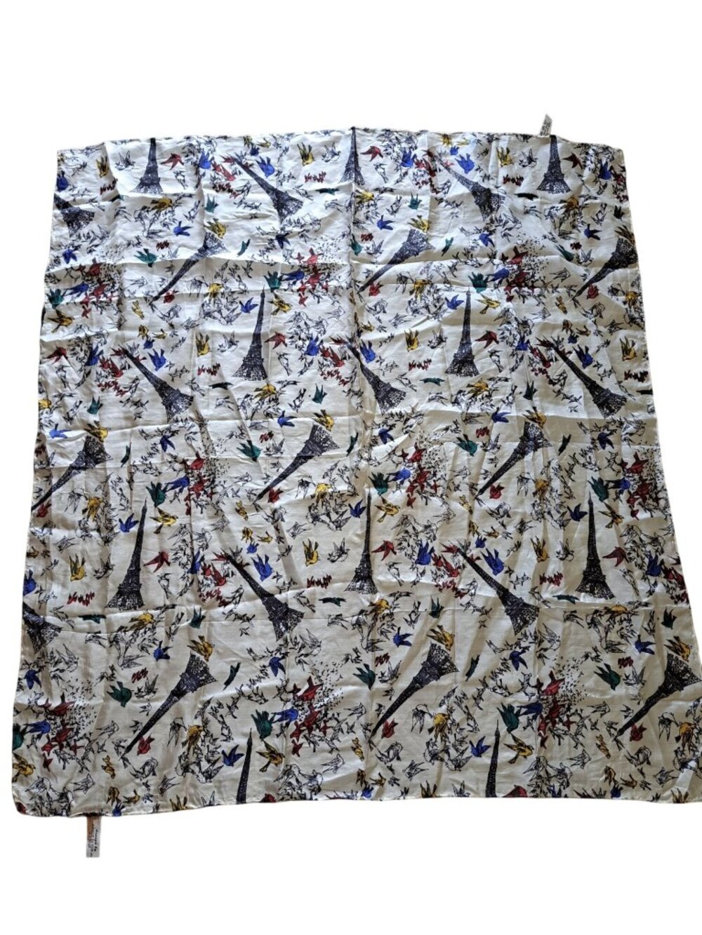 Silk Eiffel Tower Scarf Birds Parisian AngedOr Design Lightweight Paris Luxury